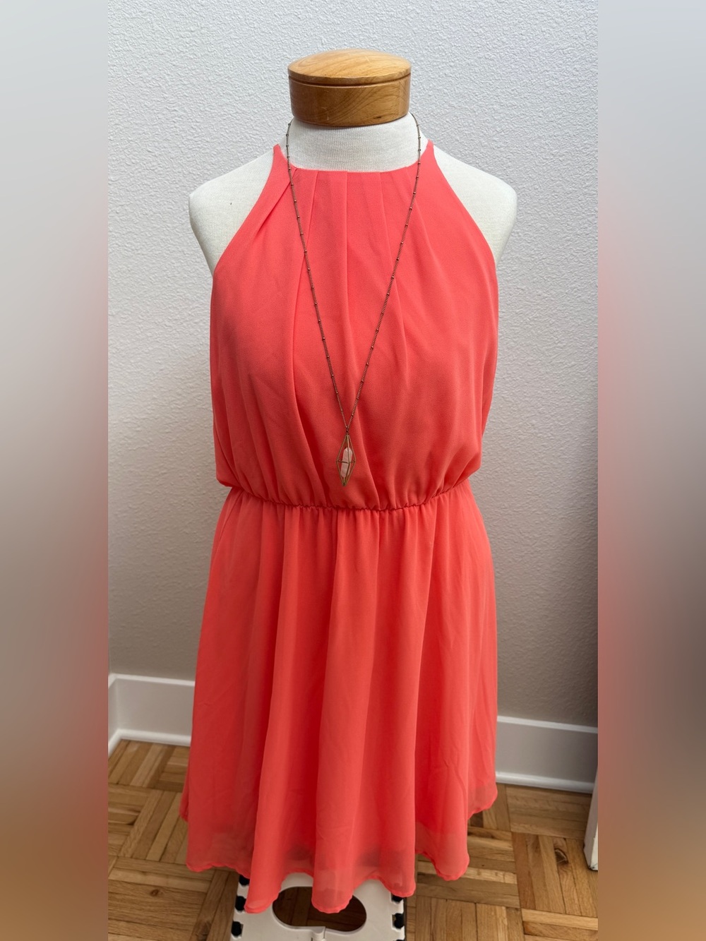Blue Rain Coral Sleeveless Pleated Dress
